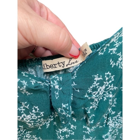Liberty Love Juniors Floral Jumpsuit - Green I Size: L - Picture 7 of 14